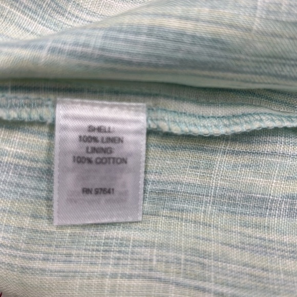 J. JILL Linen Pop Over Boatneck Sleeveless Shark Bite Overlay Mint/Blue Dress  S - Picture 7 of 11